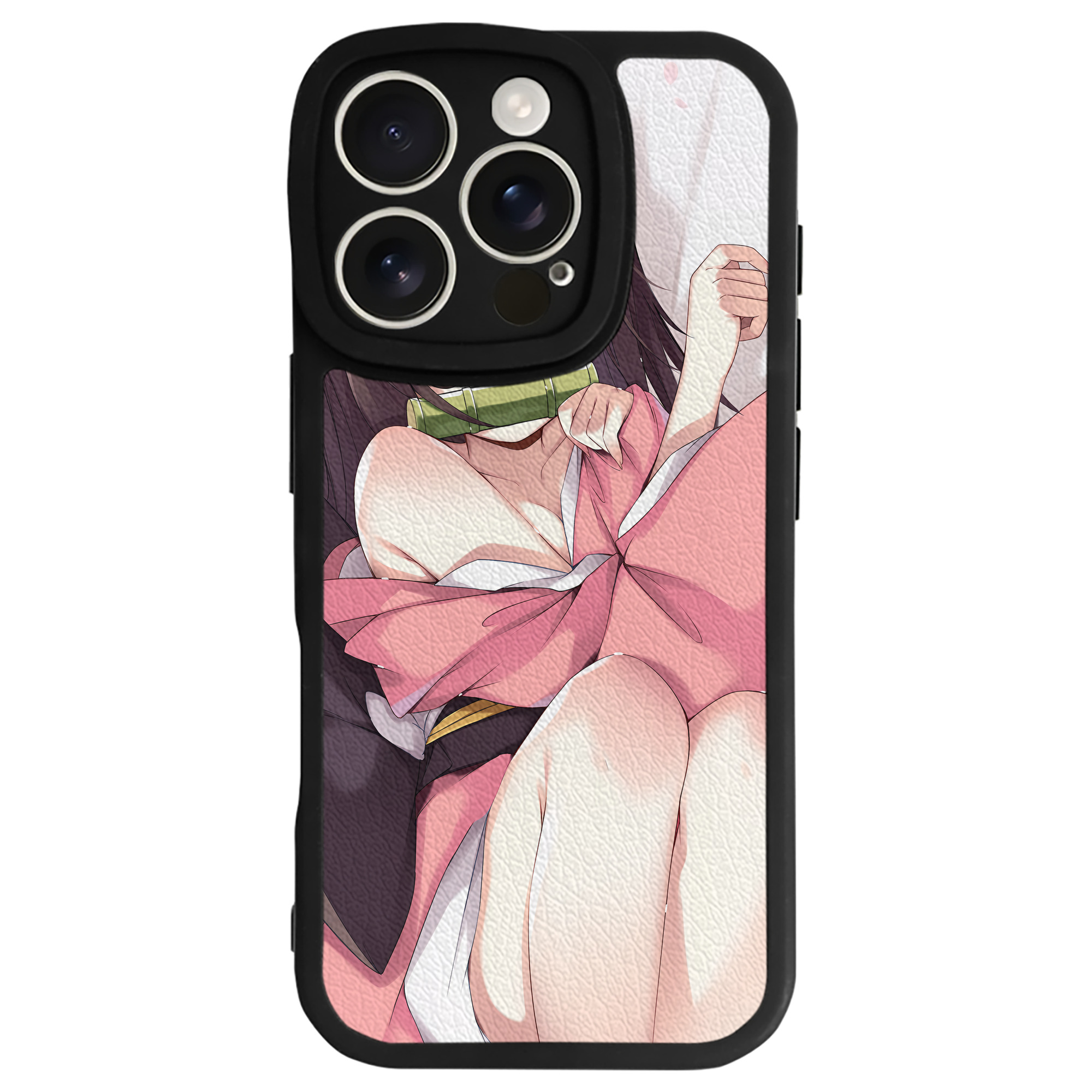 （画像用） 鬼滅の刃（きめつのやいば）竈門 禰󠄀豆子／かまど ねずこ Kamado Nezuko 【iPhone 16シリーズ対応】シリコンスマホケース（レザー調） 材質：シリコン